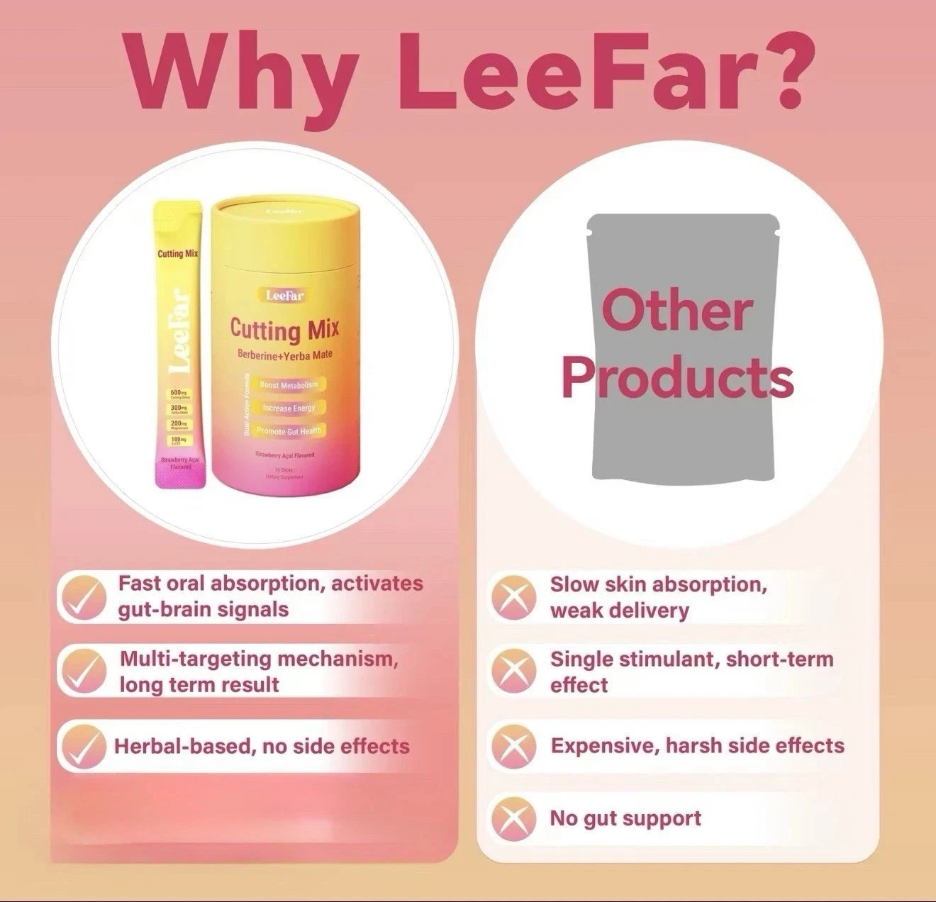 LeeFar Cutting Drink Mix – Berberine, Chromium, FOS, Yerba Mate