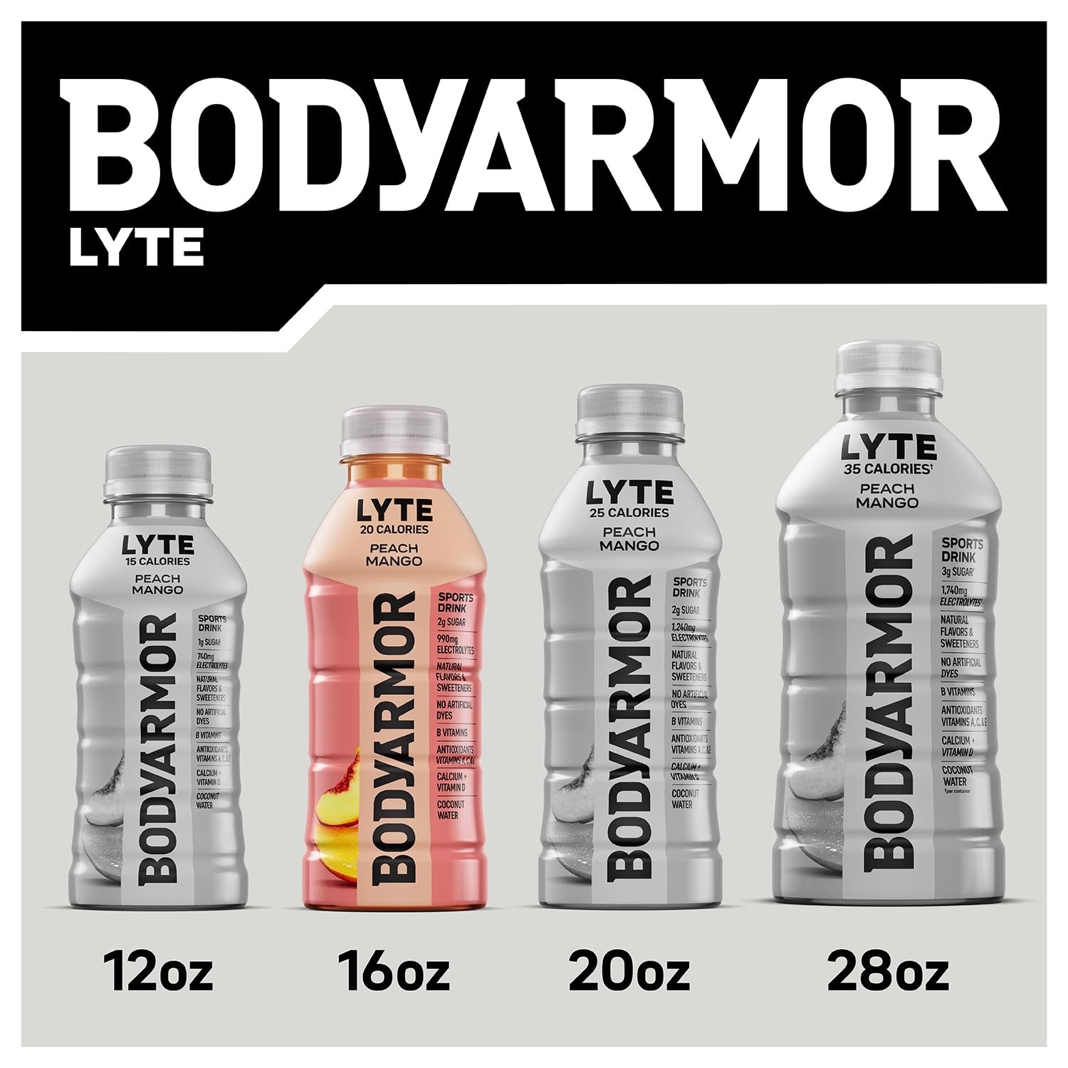 LYTE,Peach Mango,Electrolyte Drink,20 Calories,16 Fl Oz Bottles,Coconut Water…