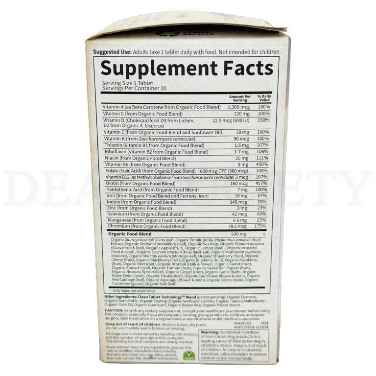 Garden of Life Organics Once Daily Prenatal Multivitamin 30 Tablets Lot of 2