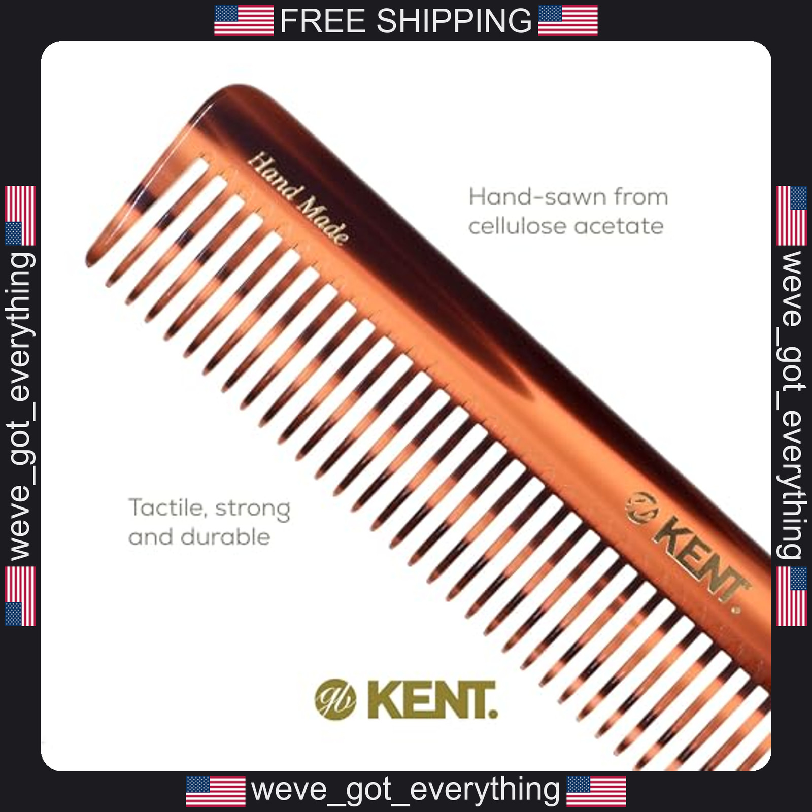 Large Wide Tooth Detangler Comb for Curly Hair – Cellulose Acetate Tortoiseshell