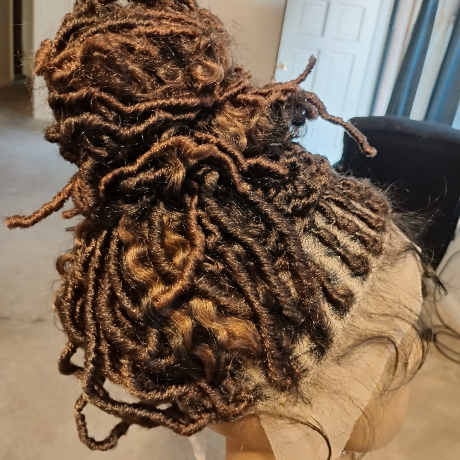 Full Lace BohoFaux Locs Dreadlocks Wig Synthetic Dark Brown/Auburn 21-30in
