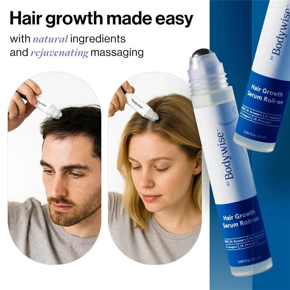 1-3pc Be Bodywise Hair Growth Serum Roll On-3% Rosemary, 3% Redensyl & 2% – 25ml