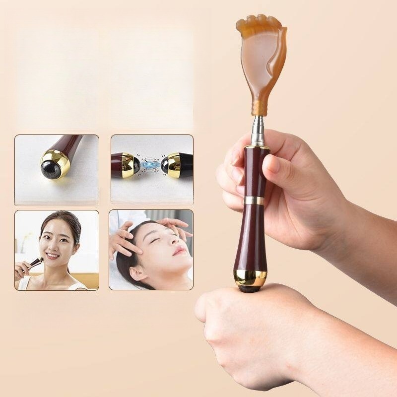 Telescopic Back Scratcher Stainless Steel Extendable Resin Head Body Massager