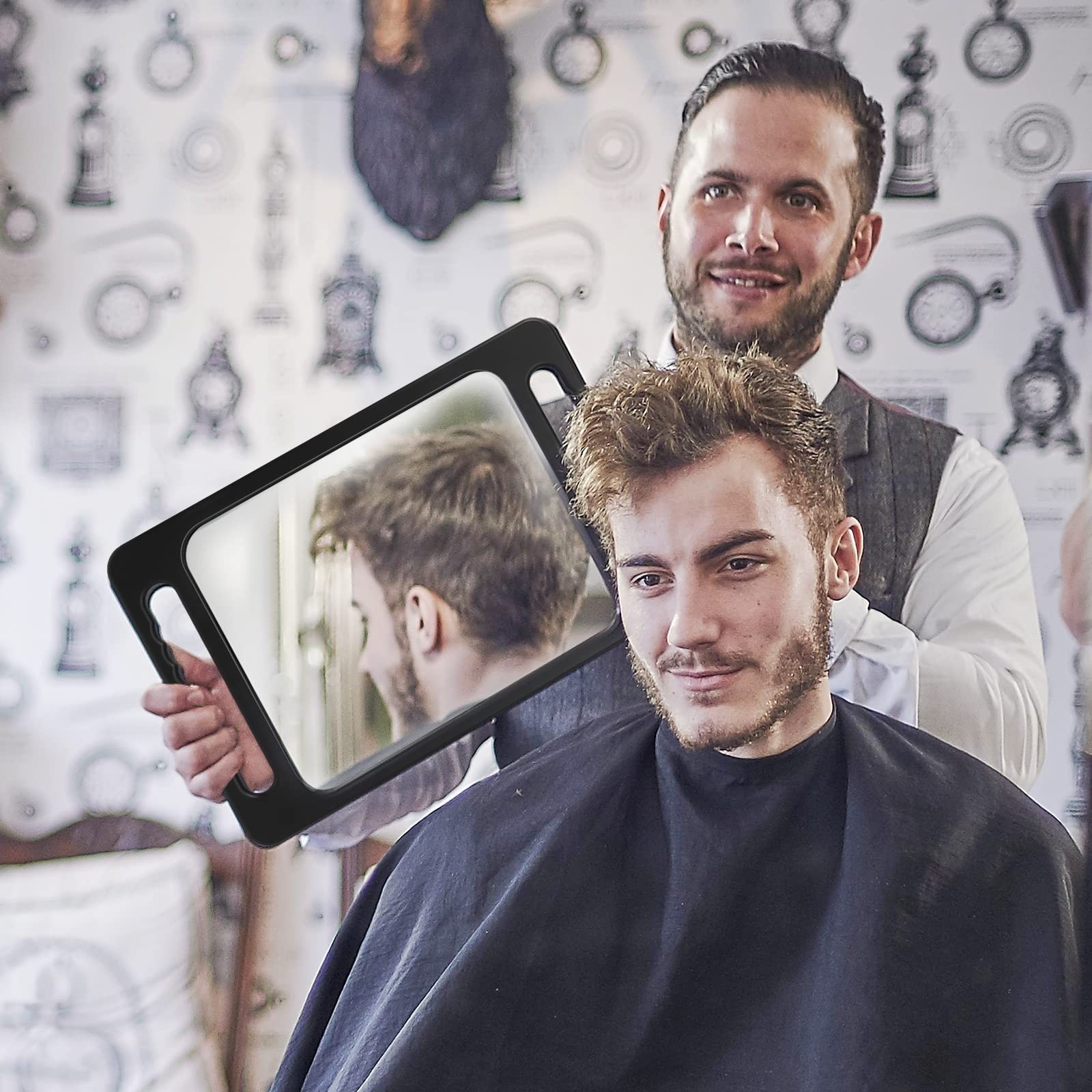 Large Rectangular Handheld Mirror with Double Handle – Drop-Proof, Salon Quality