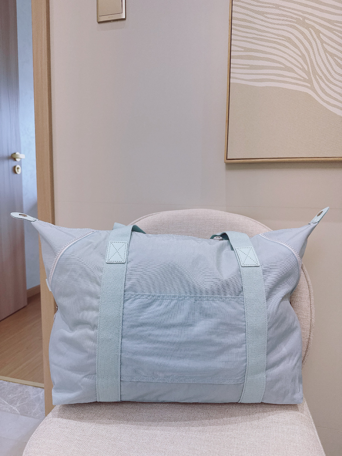 NWT Kipling Art Medium Tote Bag in Blue Extra Large Size light weight duffel