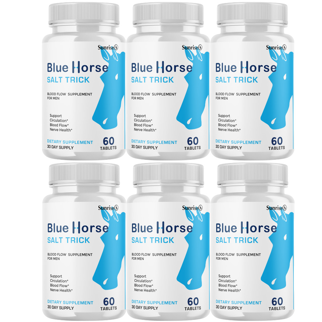 Blue Horse Male Performance Supplement, (6 Bottles) Healthy Blood Flow Genuine