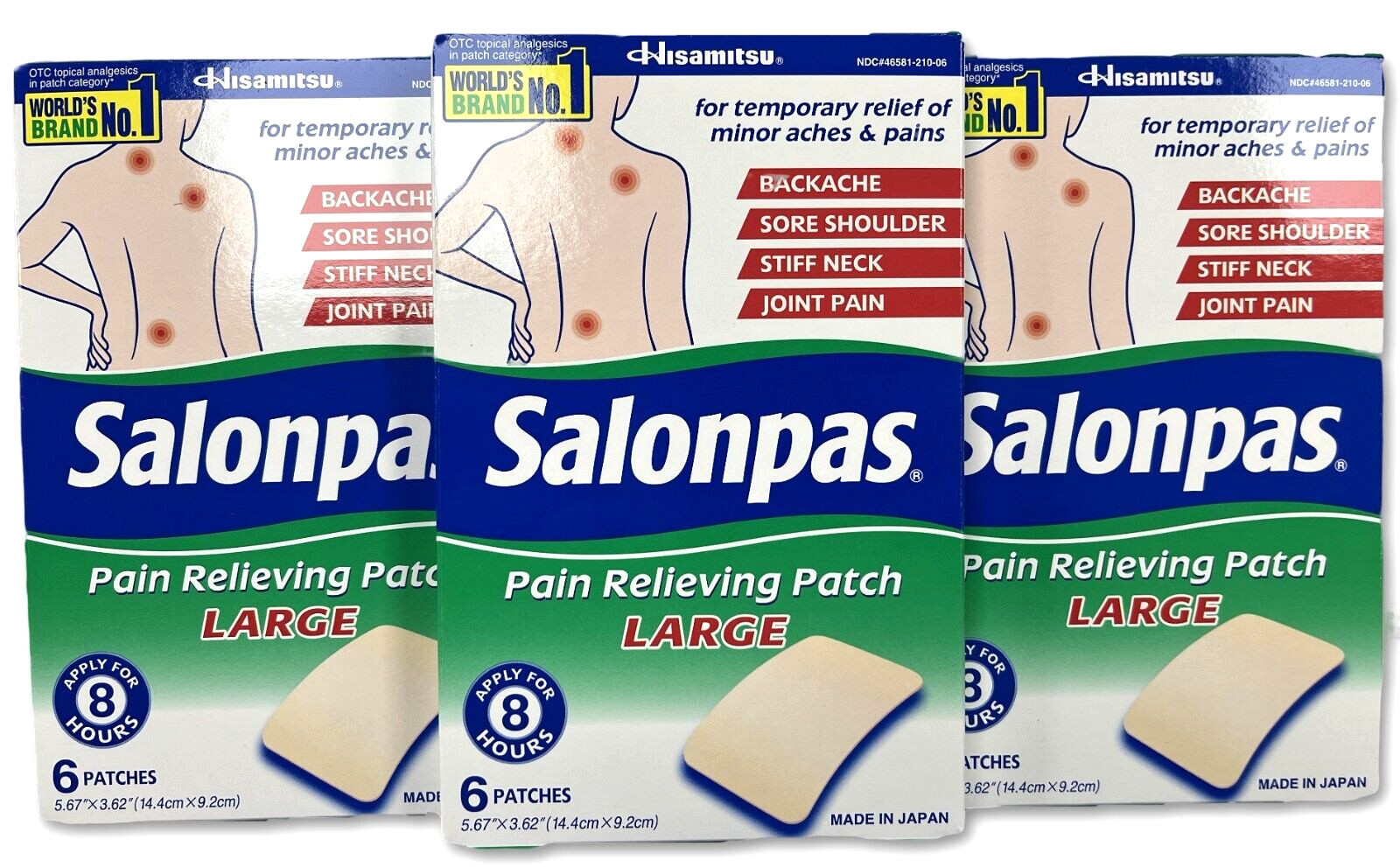 Salonpas Pain PATCH size LARGE 5.67″ x 3.62″ – 6/box ( 3 boxes ) __