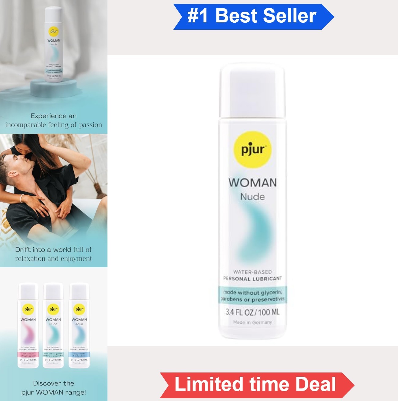 Water-Based Lubricant for Sensitive Skin 3.4 oz Fragrance-Free Moisturizing
