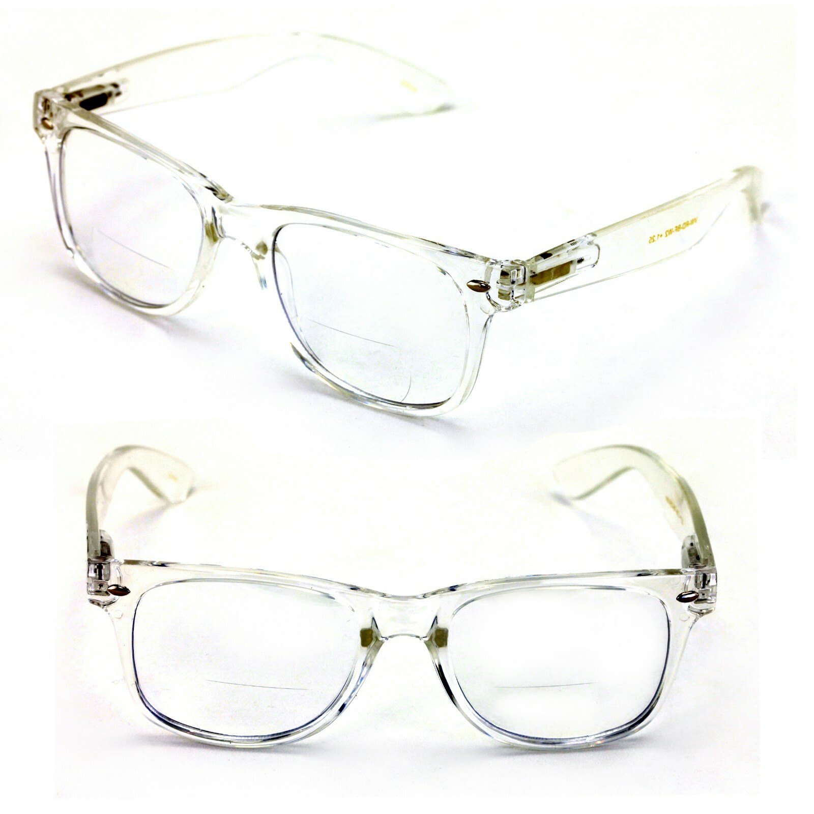2 Pairs of Transparent Frame Bifocal Reading Glasses – Retro Bi-Focal Reader