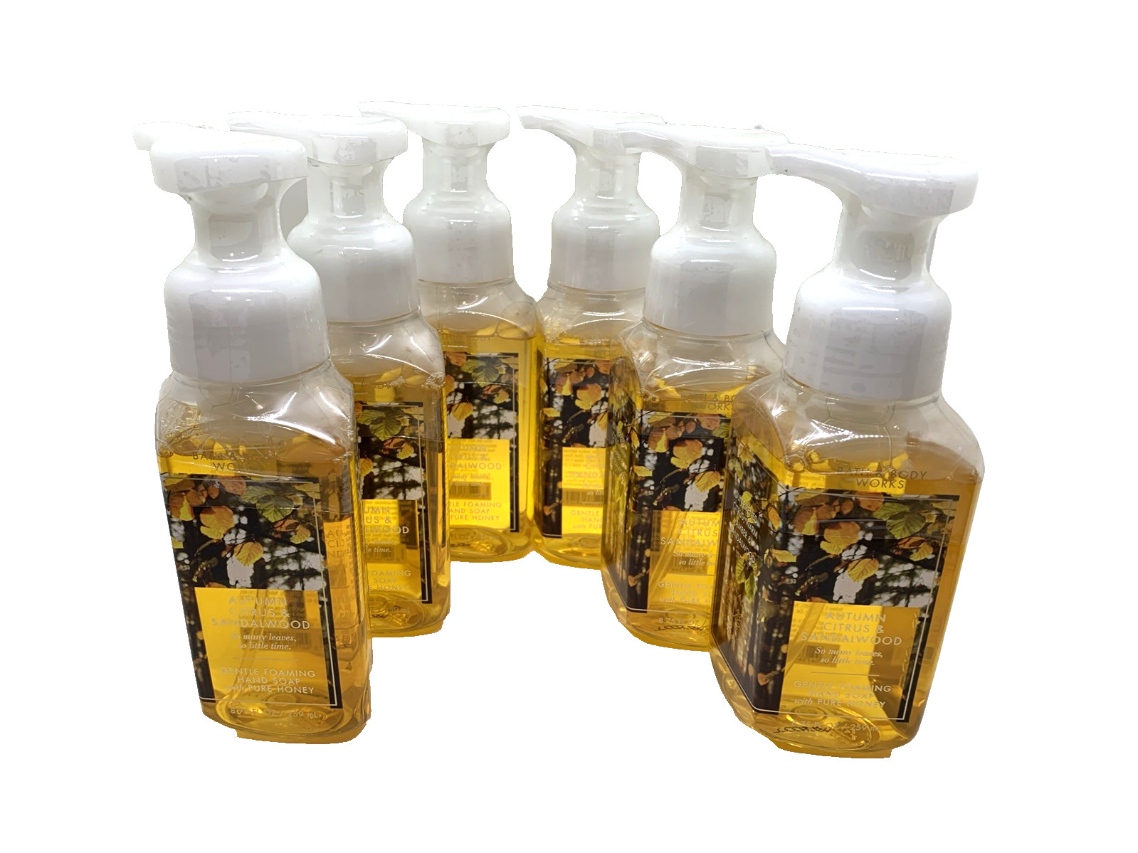 6 Bath & Body Works AUTUMN CITRUS & SANDALWOOD Foaming Hand Soap w/Honey *SEALED