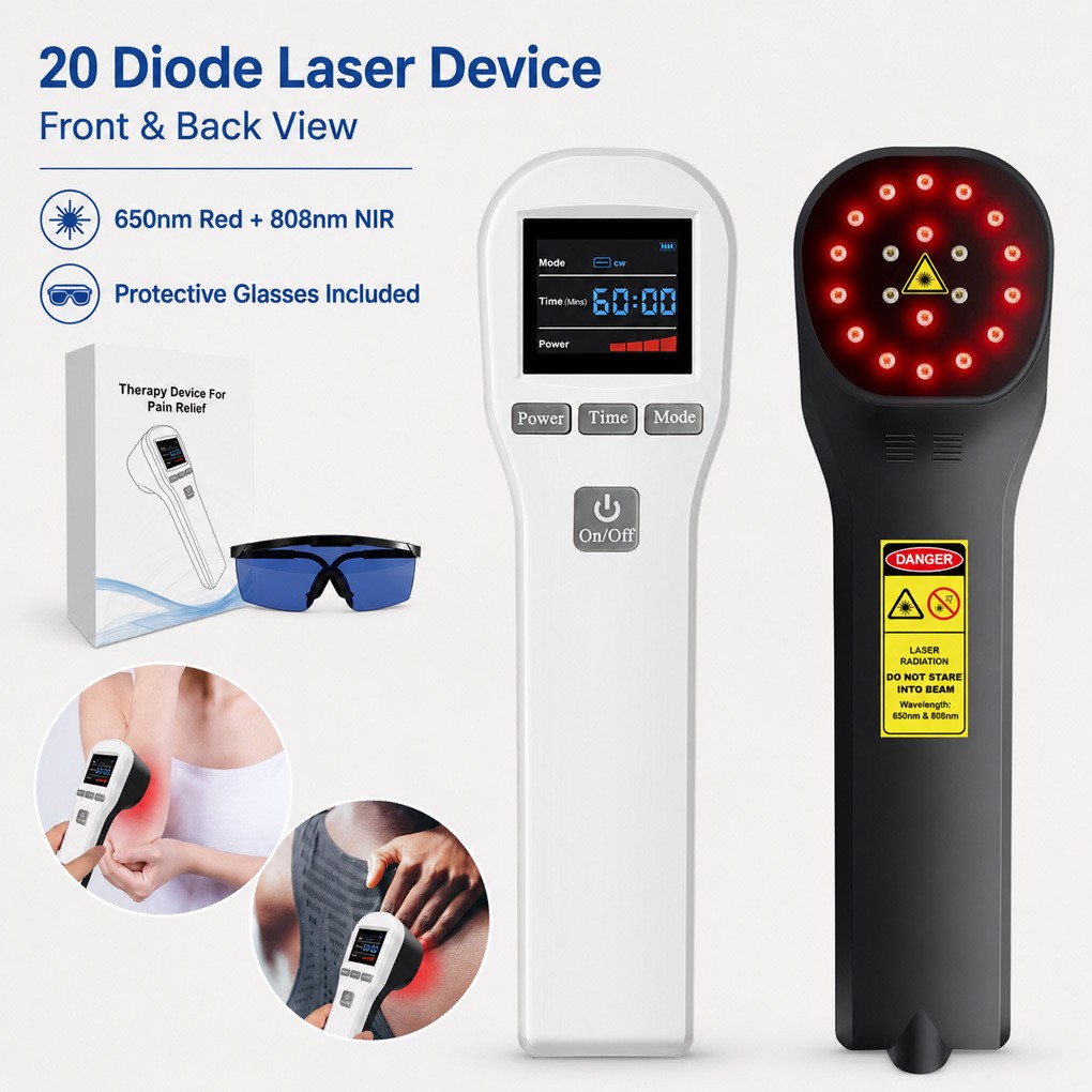 880mW Cold Laser Therapy Device 20 Diodes 650nm 808nm Joint Muscle Pain Relief