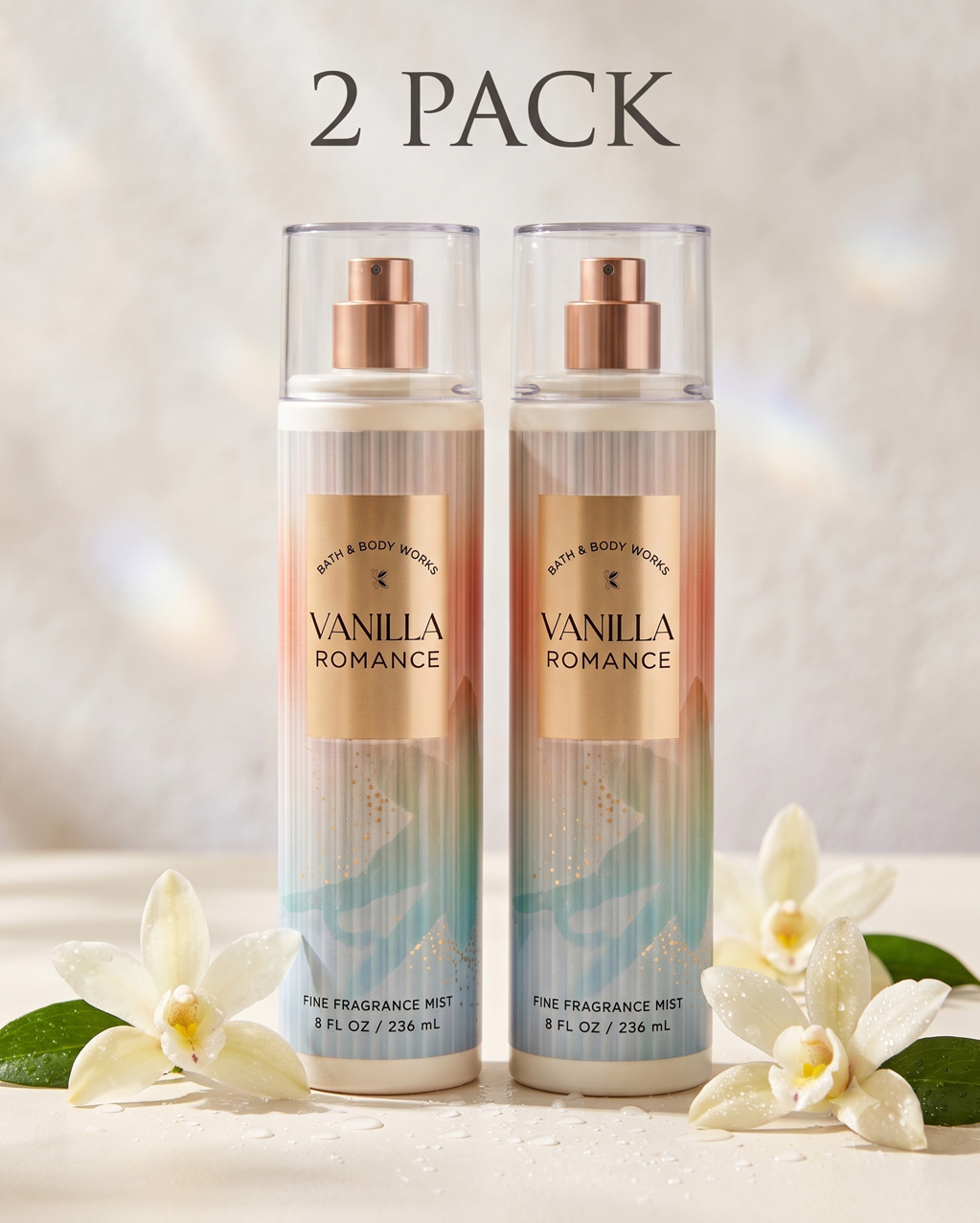 Bath & Body Works Vanilla Romance Fine Fragrance Mist 8oz (2 Pack)