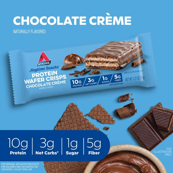 Atkins Snack, Protein Crisp Wafer, Chocolate Crème Wafers, 10g of Protein, 5 Cou