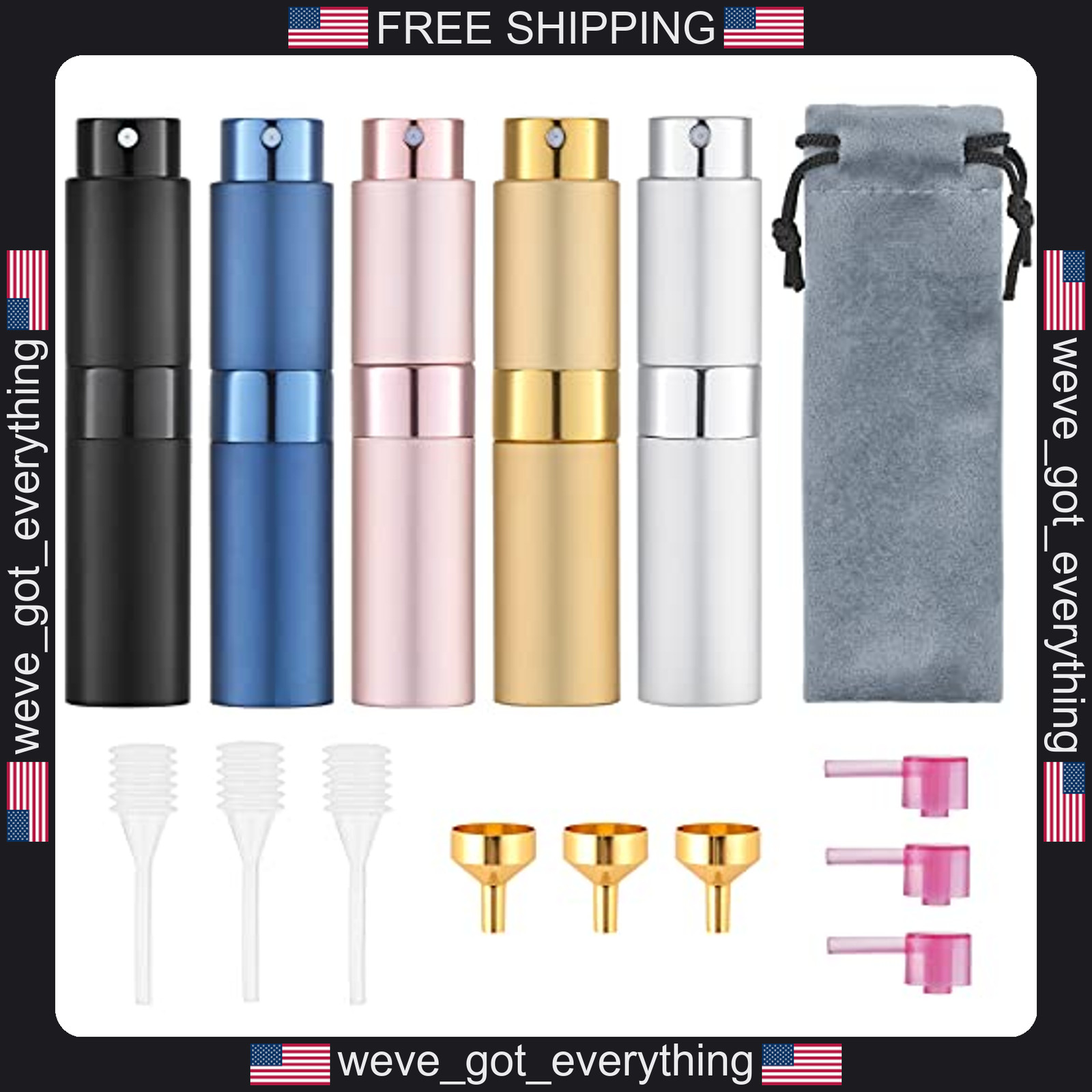 Refillable Travel Perfume Atomizers 8ml Assorted Colors