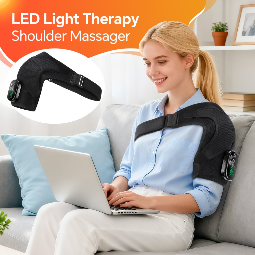 Cordless Red Light Therapy for Shoulder with Massage, 5000mAh Battery Portable