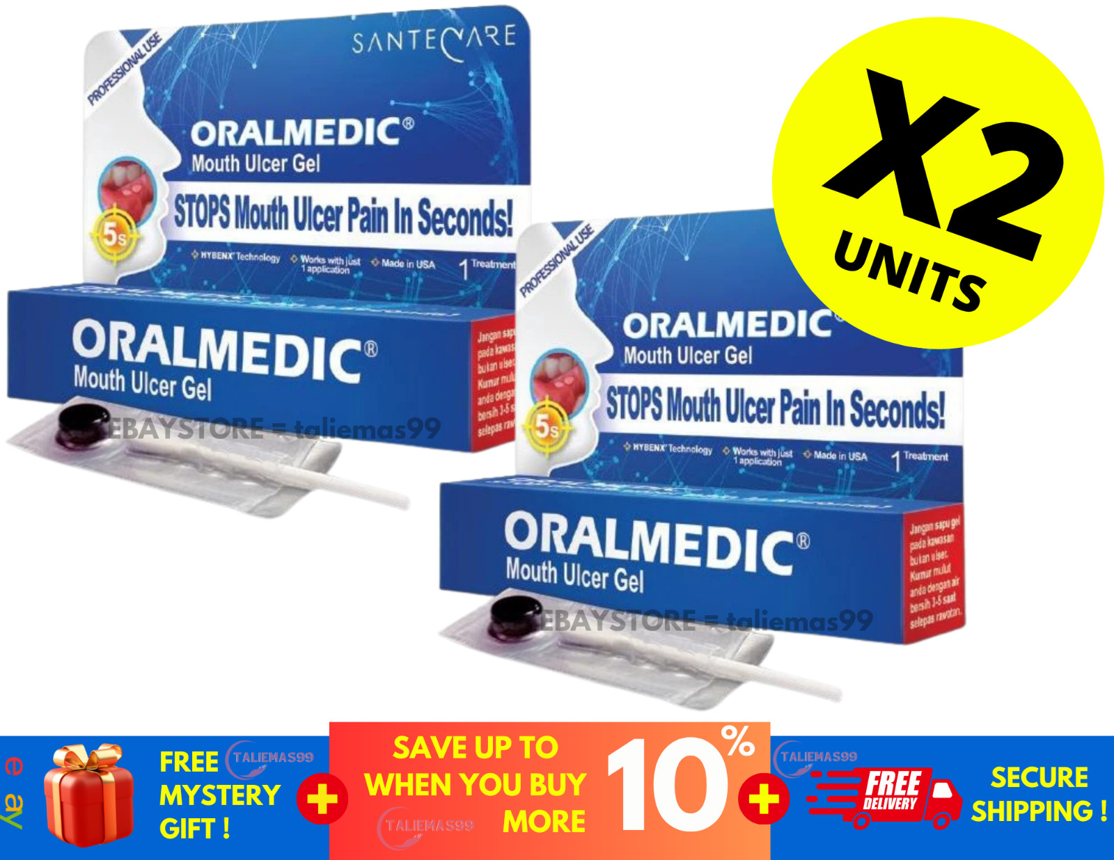 Oralmedic Mouth Ulcer Gel 1 Treatment Fast Pain Relief ( X 2 )