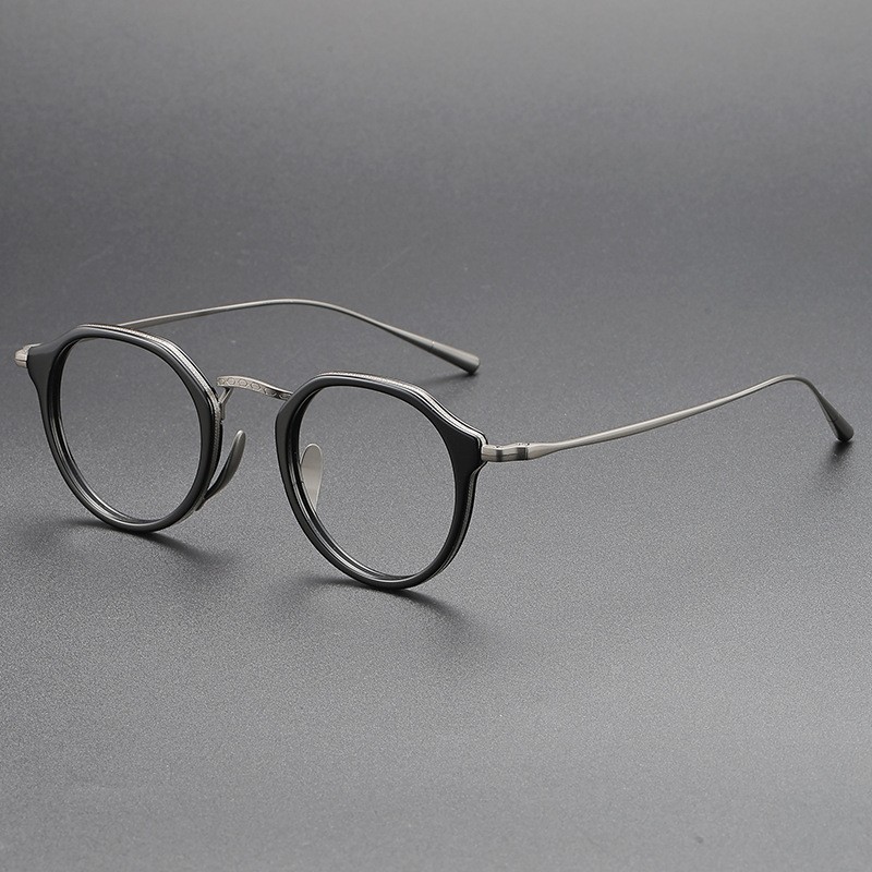 Irregular Retro Two-Tone Pure Titanium Glasses 146mm Large Fit 10g Ultra-Light