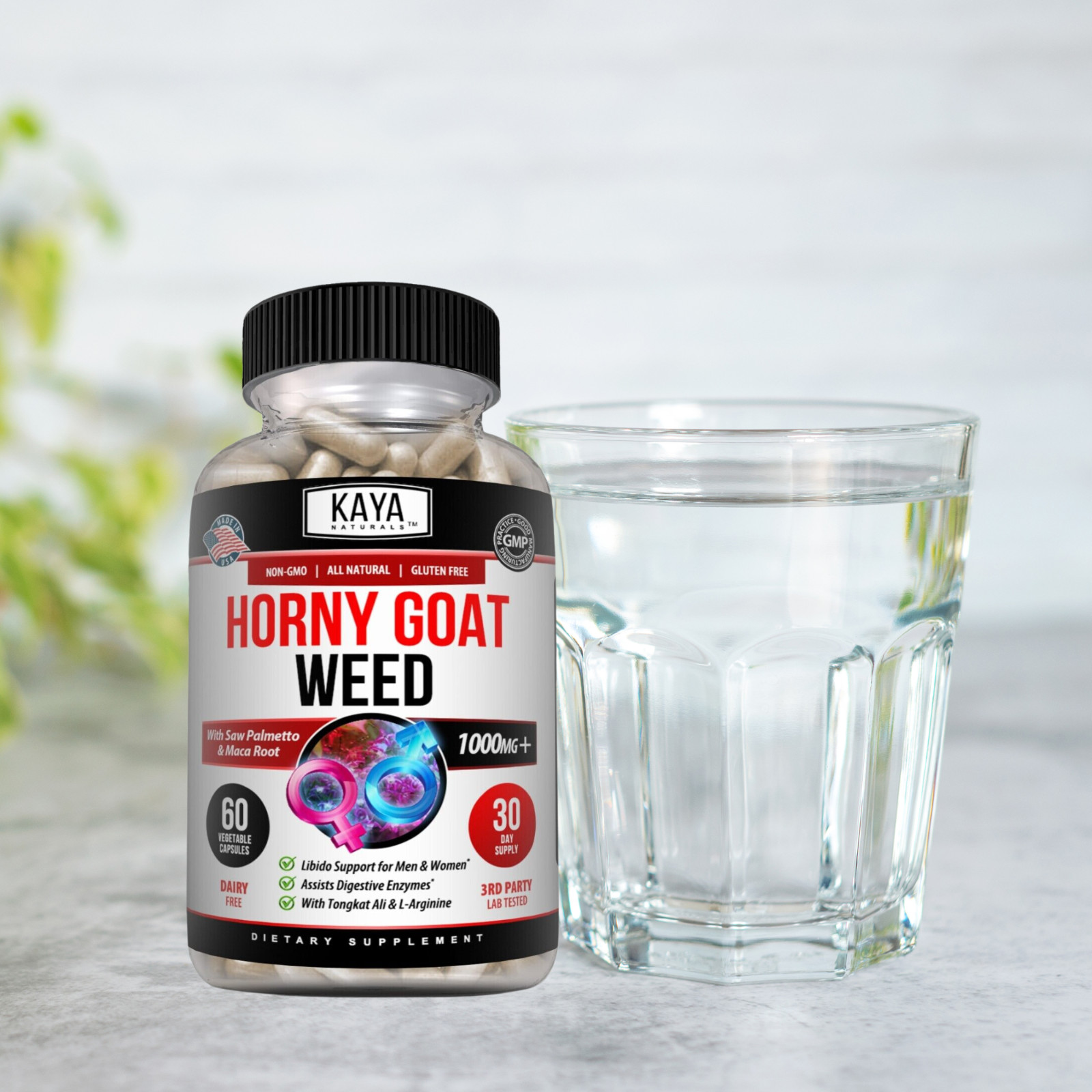 Horney Goat Weed for Men & Women-with Maca, Saw Palmetto, Ginseng, L-Arginine