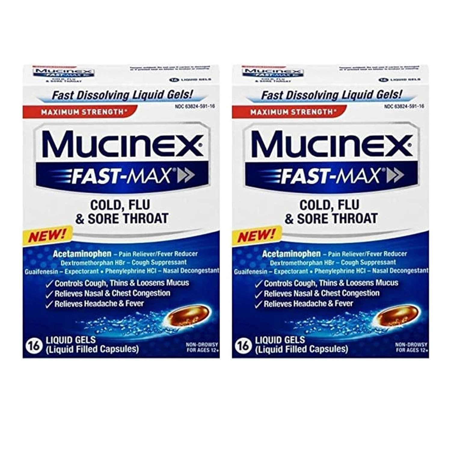 Effective Cold and Flu Relief Liquid Gels Pack of 2 – Fast-Acting for Adults