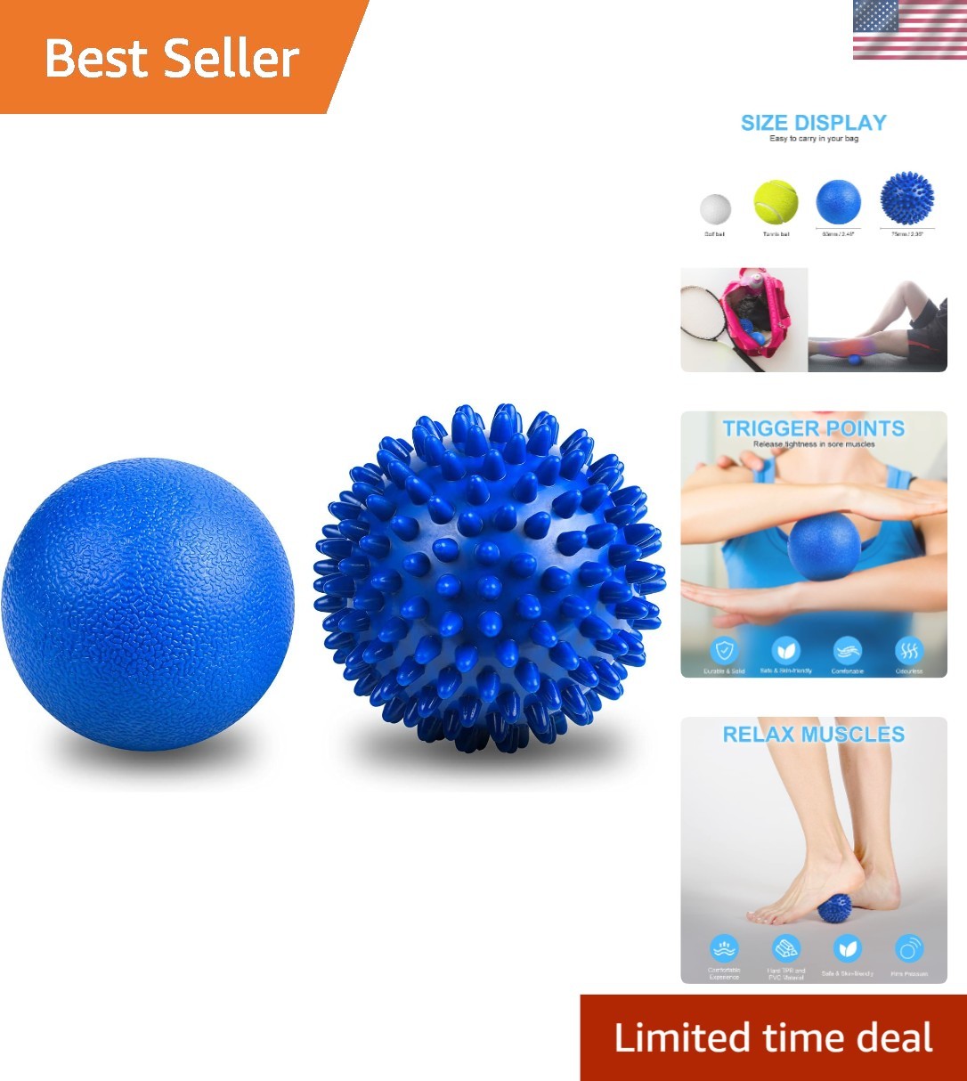 Soothe Muscle Tension Anywhere with Spiky & Lacrosse Massage Ball Set – 2 Pieces