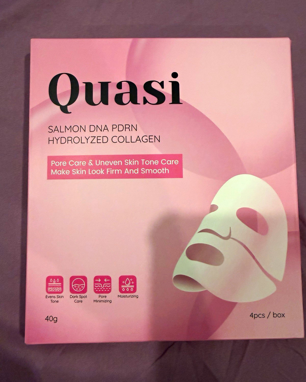 Quasi PDRN Pink Hydrogel Face Mask w/ Hydrolyzed Collagen 4pcs 40g (7 in stock )