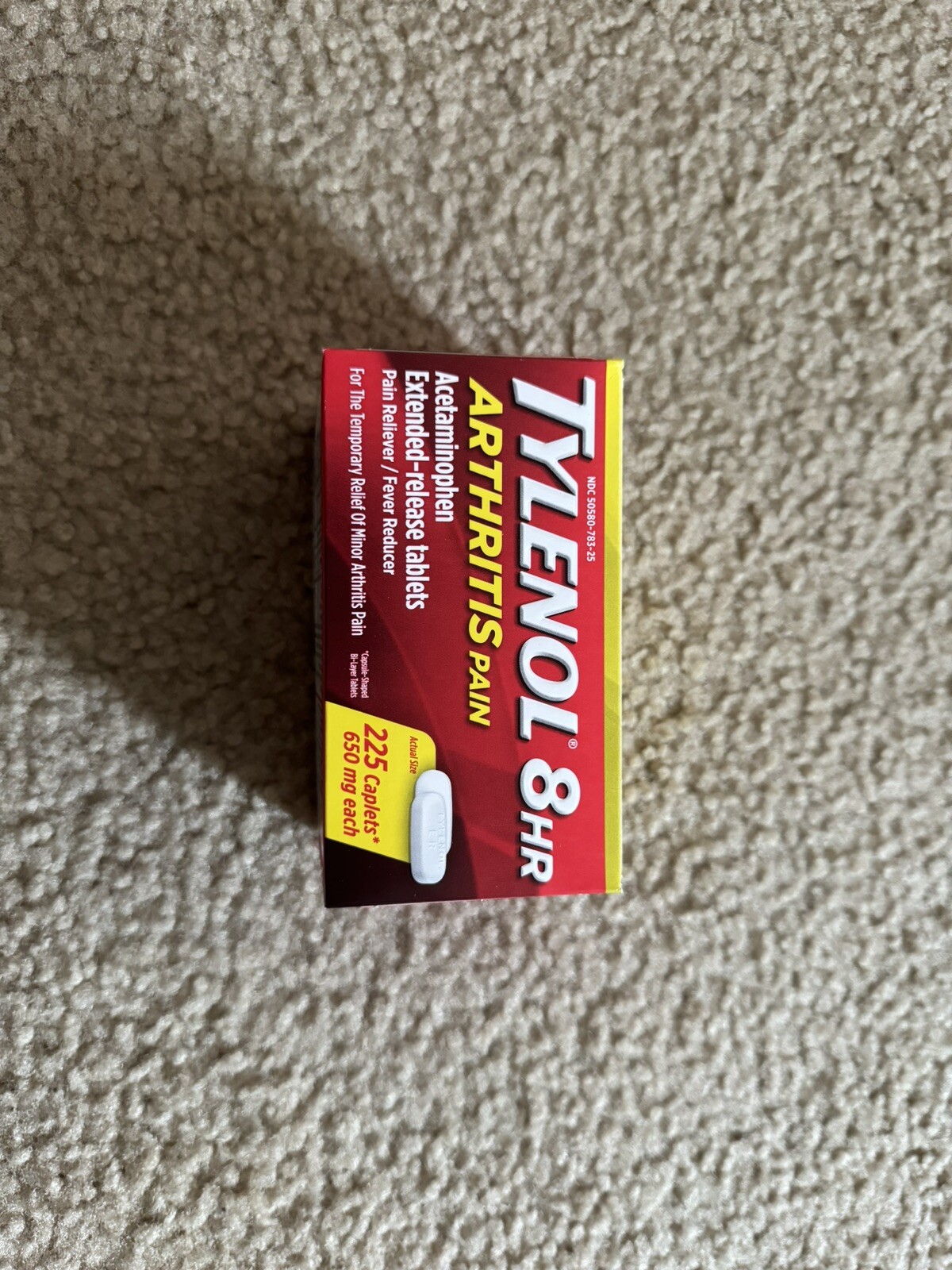 Tylenol Arthritis Pain 8HR Pain Reliever 650mg 225 Caplets New In Box