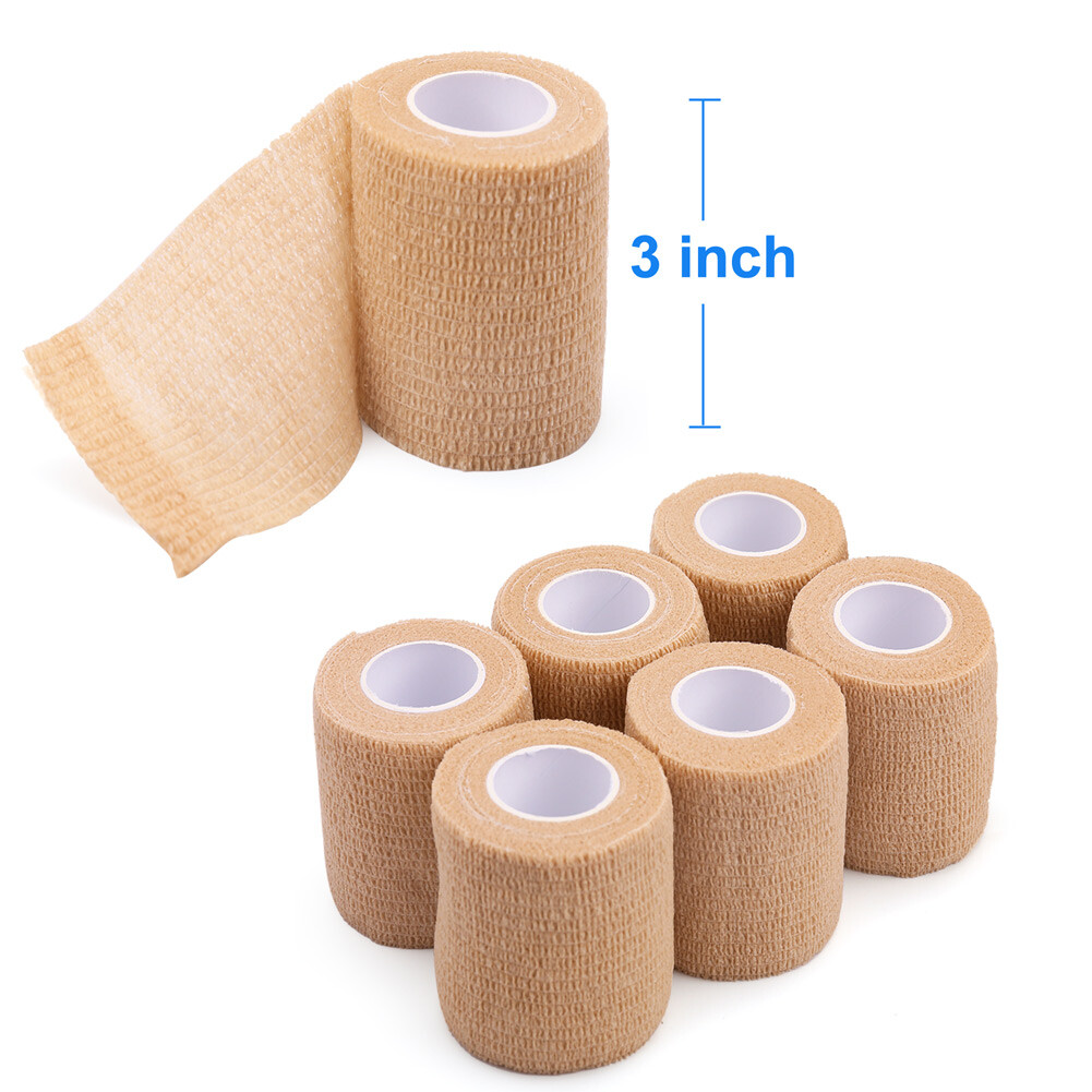 Self Adherent Cohesive Bandages Wrap 1″ 2″ 3″ 4″ x 5 Yards Adhesive Medical Tape