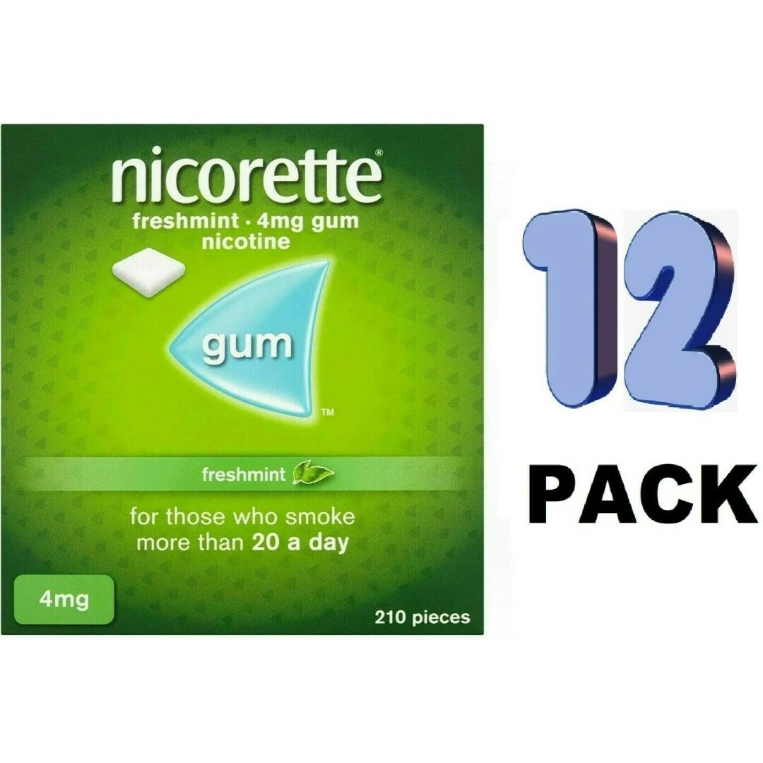 12 X Nicorette Gum 4mg Freshmint 210 Pieces
