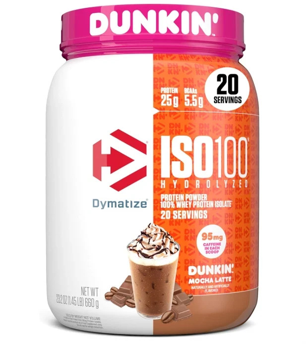 Dymatize x Dunkin’ ISO100 Mocha Latte Whey Protein, 20 Servings