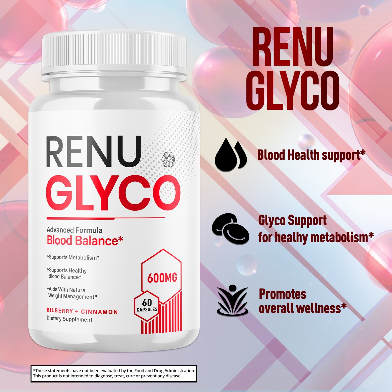 (5 Pack) Renu Glyco Advanced Support Blood Supplement RenuGlyco 300 Capsules