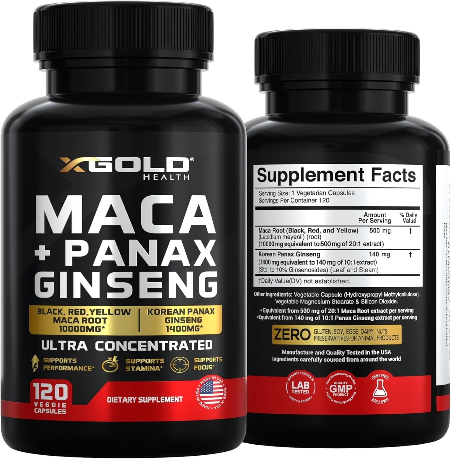 Extracto 20:1 de cápsulas de raíz de maca + extracto coreano de Panax Ginseng 1