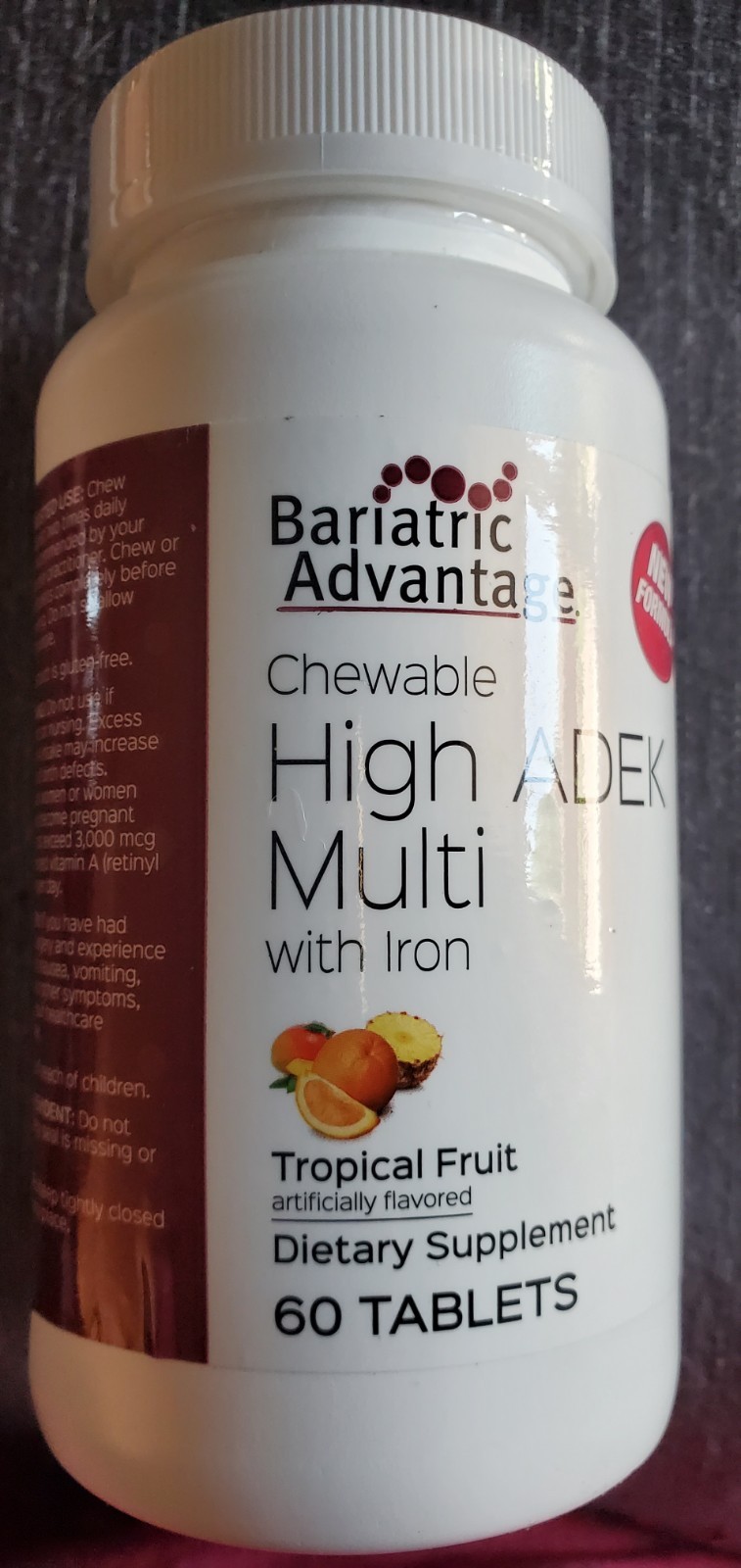 Bariatric Advantage Chewable High ADEK w/Iron – for Bariatric Patients – High Po