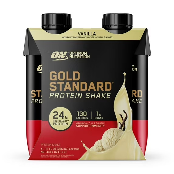 Optimum Nutrition Gold Standard Protein Shake, Vanilla, 24g Protein, Ready to Dr