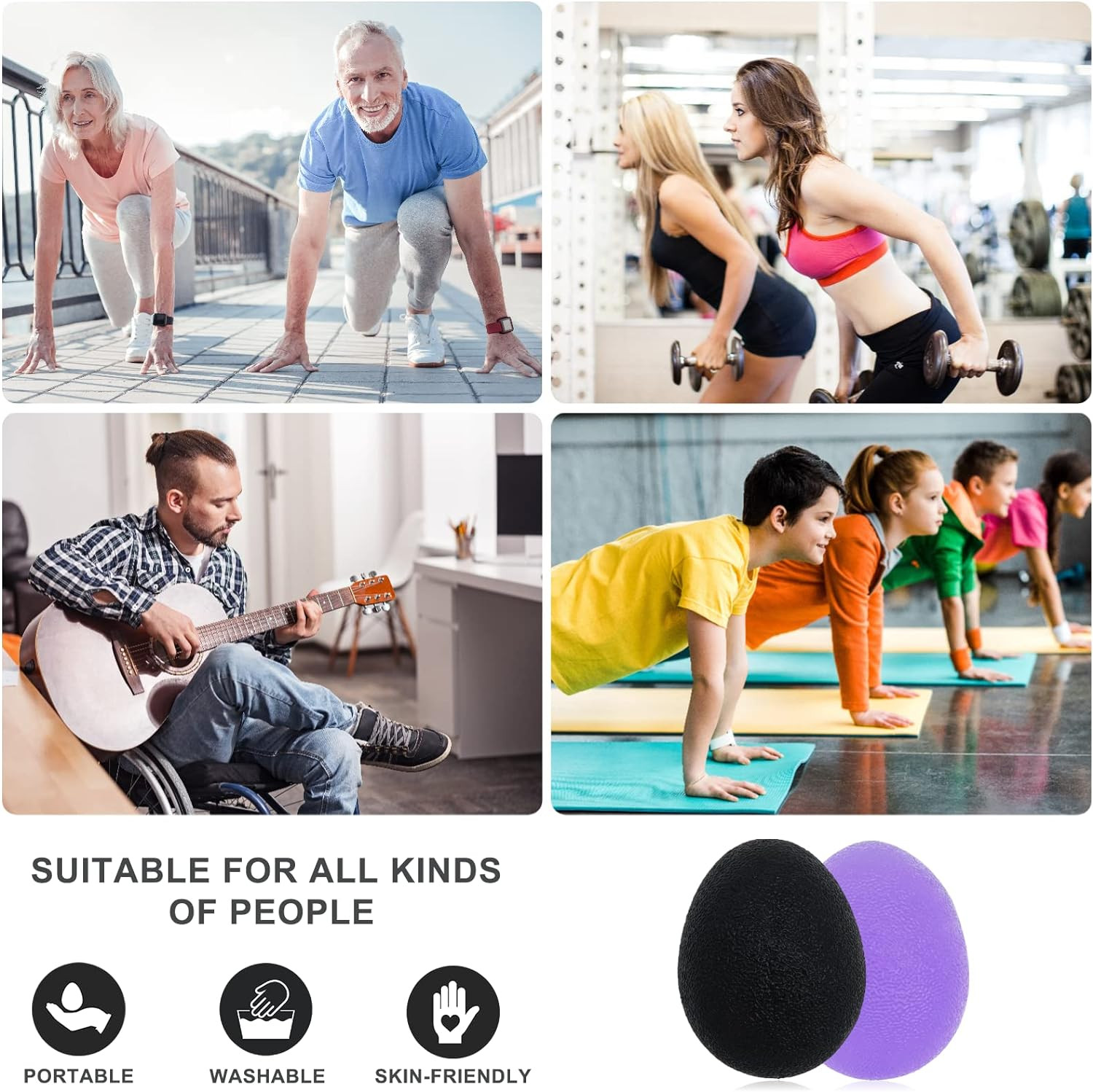 Professional Hand Therapy Stress Balls with Carrying Bag for Strength Training