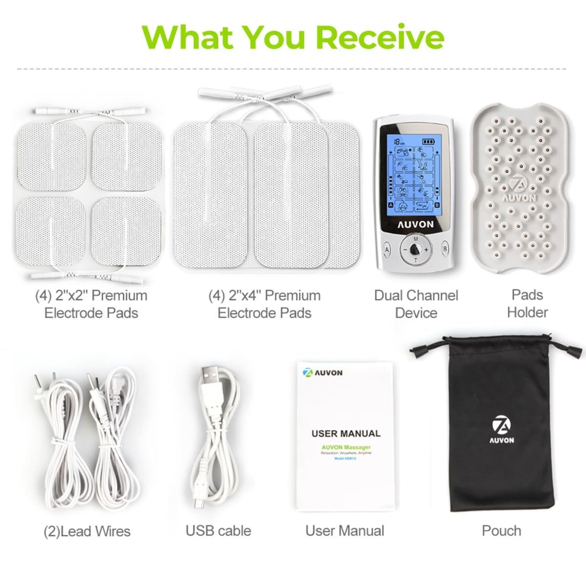 Dual Channel TENS Unit Muscle Stimulator – 20 Modes, 2″ & 2″x4″ Electrode Pads