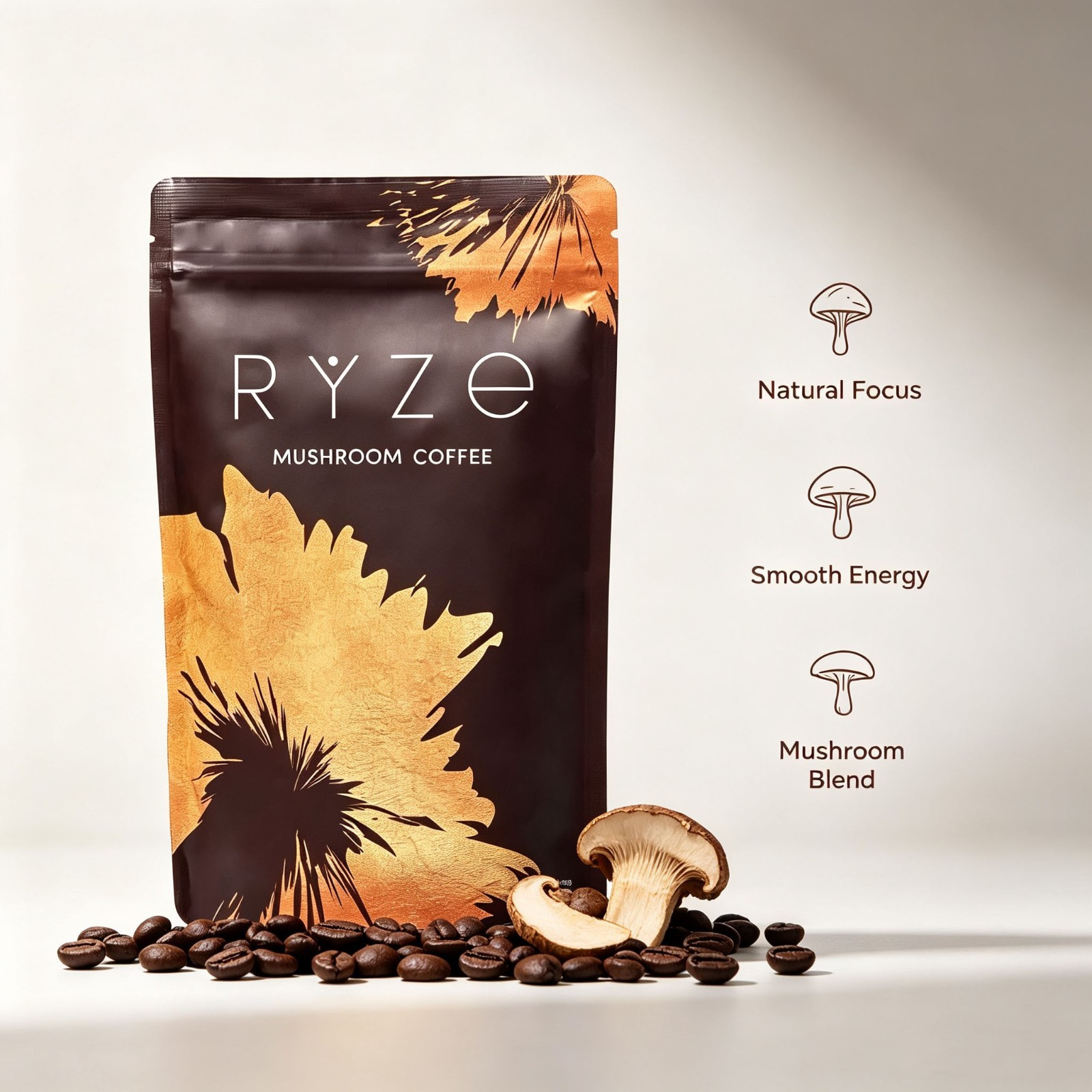 6 Adaptogenic Mushroom Blend Coffee Powder 2000mg Natural Plant Wellness Mix