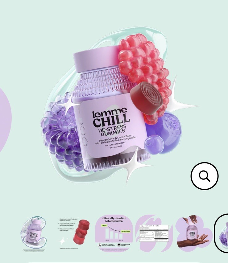 3 pack Lemme Chill De-Stress Gummies Ashwagandha & Passionflower 60 Gummies each