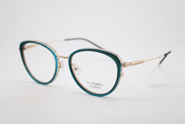 NEW KIO YAMATO KP-262U COL. 01 BLUE GOLD GUNMETAL AUTHENTIC EYEGLASSES 53-18