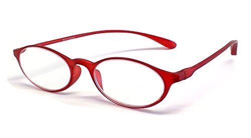 Calabria 719 Unisex Oval Lightweight Flexie Reading Glasses in Red + 1.75 46 mm
