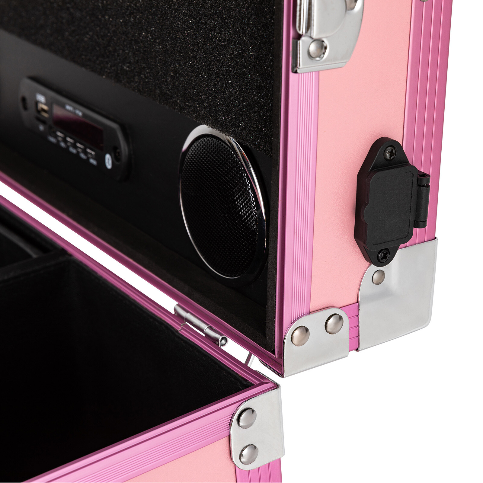 Pink US Standard Rolling Manicure Desk Makeup Train Case Travel Cosmetic Trolley