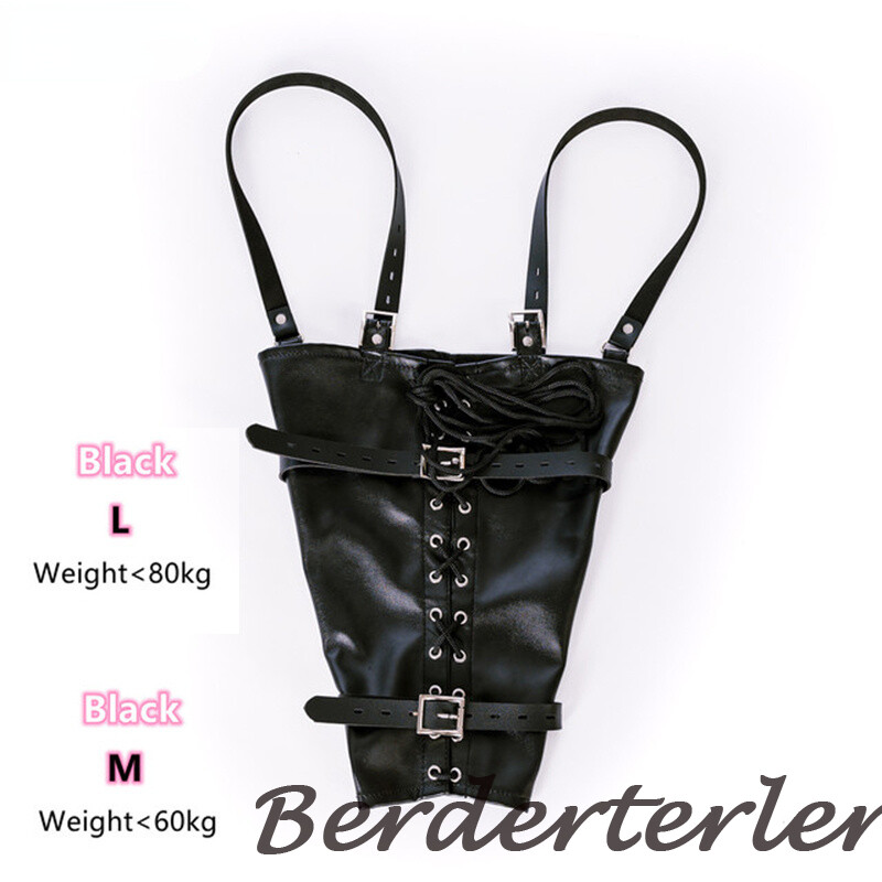 Leather Arm Binder Behind Back Straight Lockable Restraint with Shoulder Straps