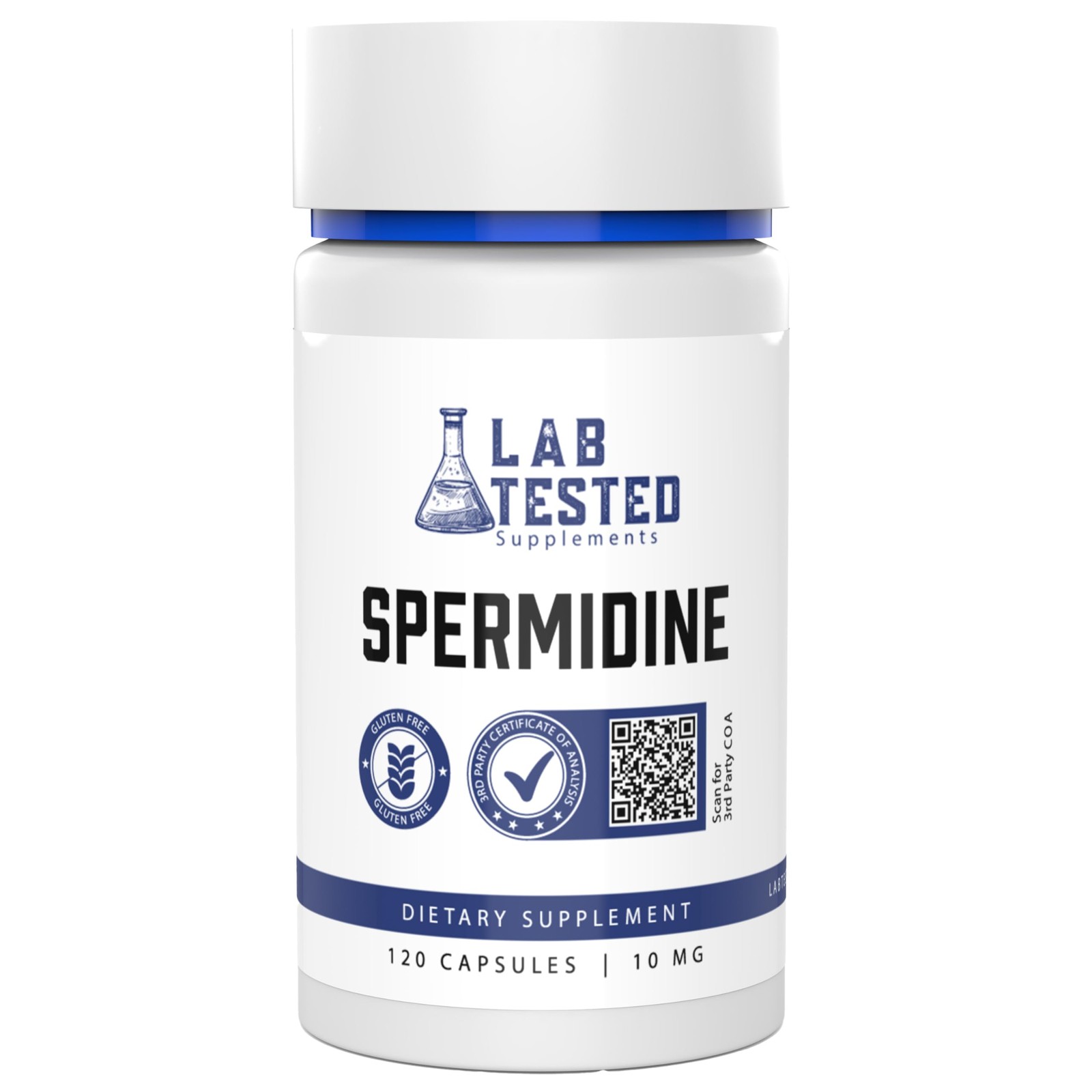 Spermidine 3HCL Supplement – Lab Tested 120 Capsules with COA – 10mg Each