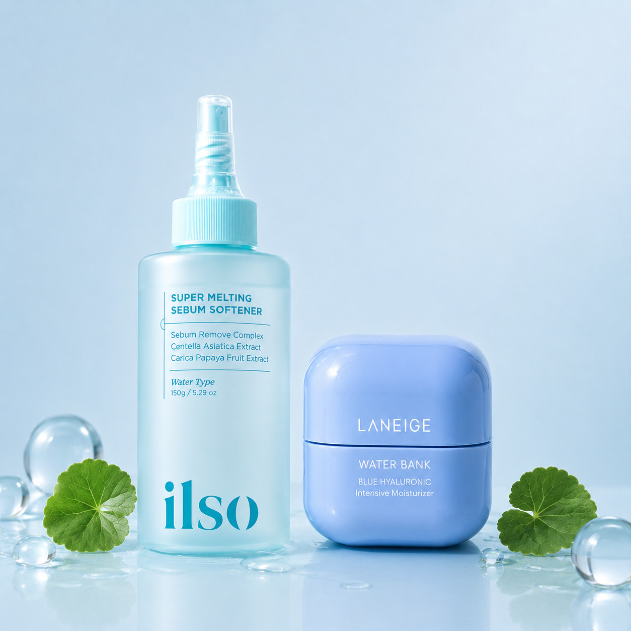 K-Beauty LANEIGE Water Bank Moisturizer 50ml + ilso Sebum Softener 150g Set