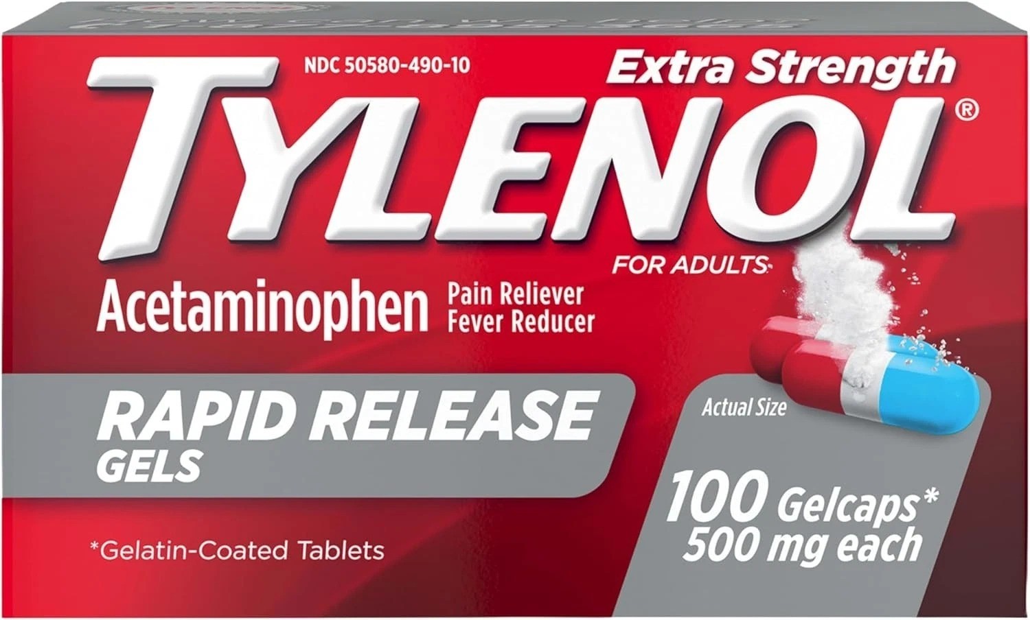 Tylenol Rapid Release Extra Strength Gelcaps Acetaminophen 500 mg (100 Ct)
