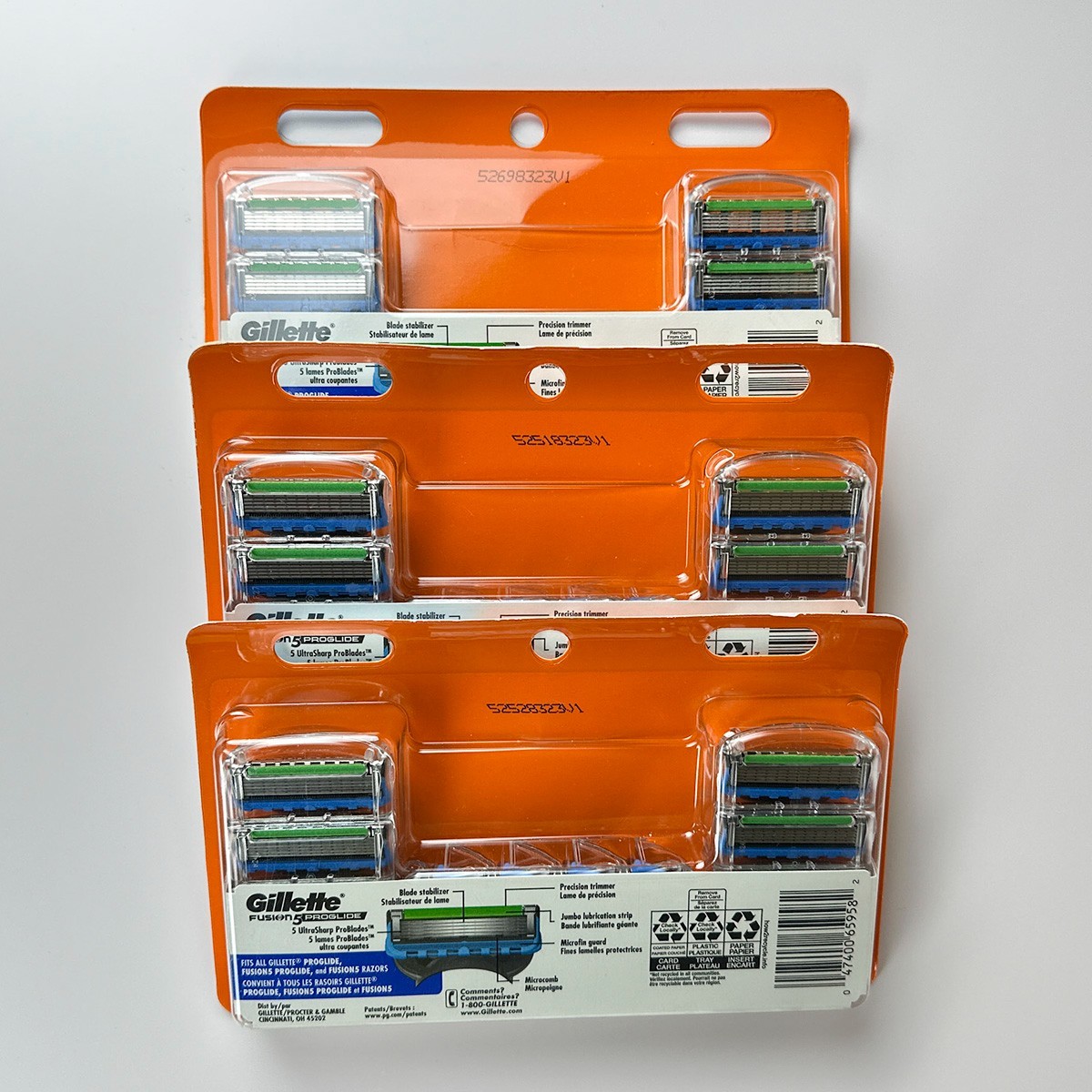 3x Gillette Fusion5 ProGlide Refill 12ct Packs (36 Blades) New Factory Sealed