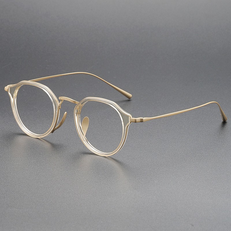 Irregular Retro Two-Tone Pure Titanium Glasses 146mm Large Fit 10g Ultra-Light