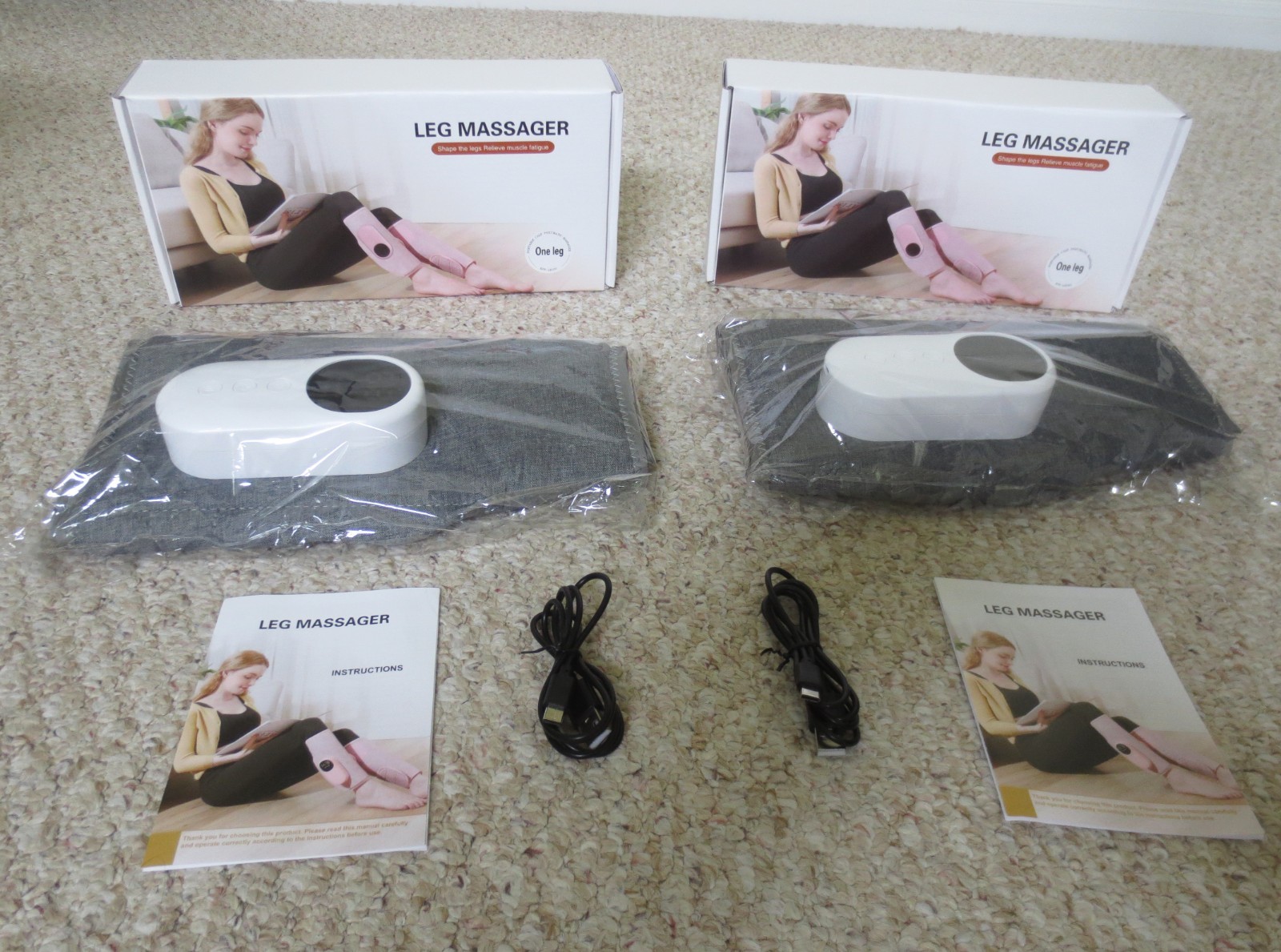 Pair of Portable Leg Pneumatic Massagers KPF-LEG01 (2 legs) Grey