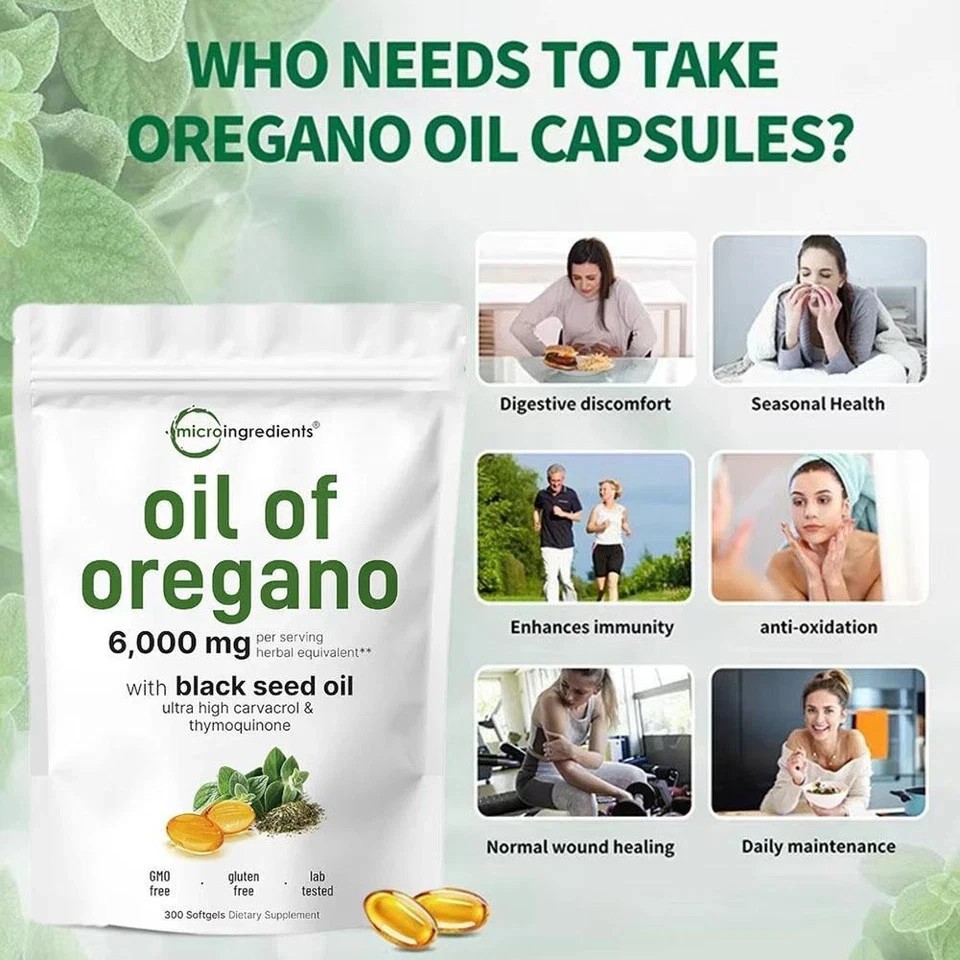 Ingredients Oregano of Oil Softgels 6000mg Count Serving,900 Per 3X Micro