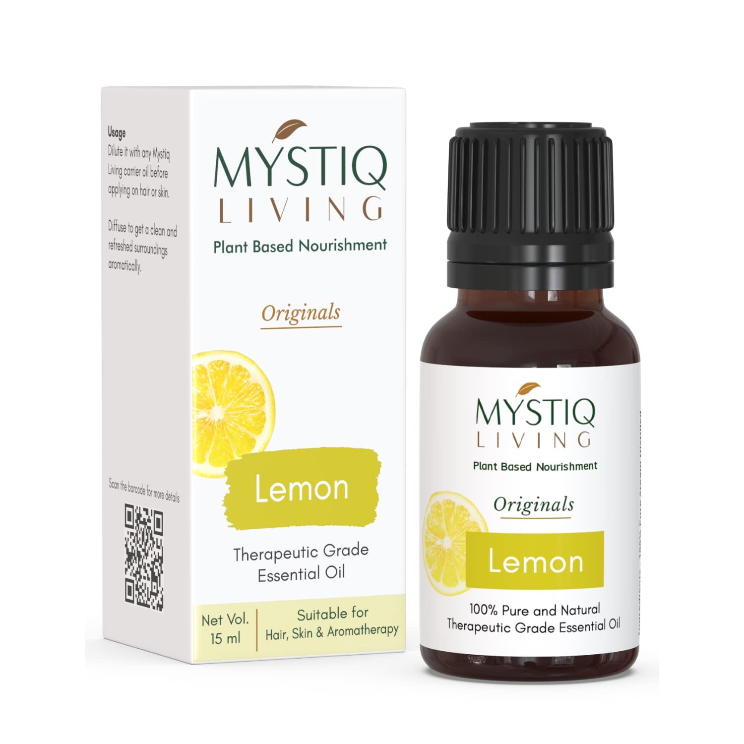 Mystiq Living Lemon Essential Oil For Skin And Hair 15ml
