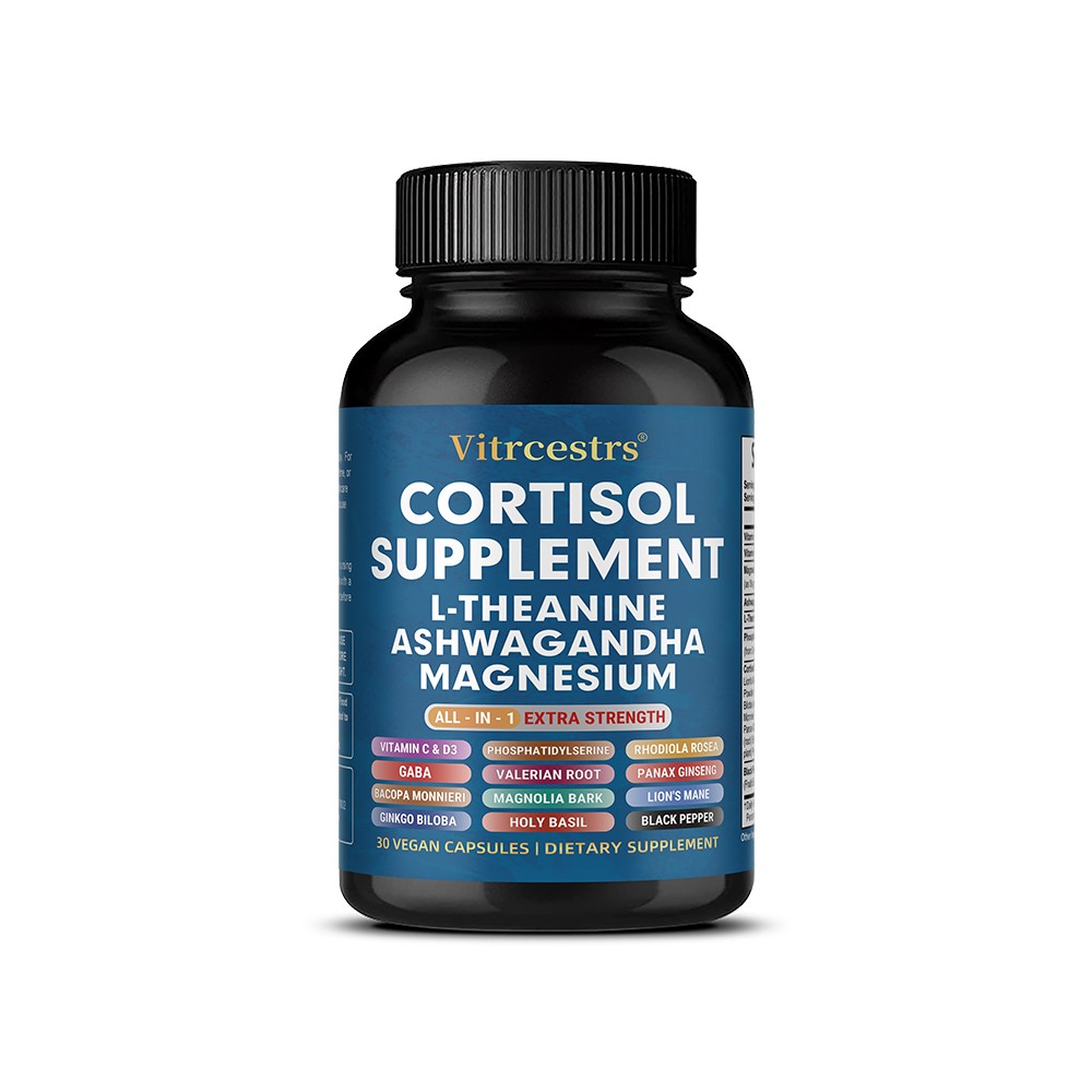 All-in-One Cortisol Capsules 30/60/120Pcs L-Theanine,Magnesium for Stress